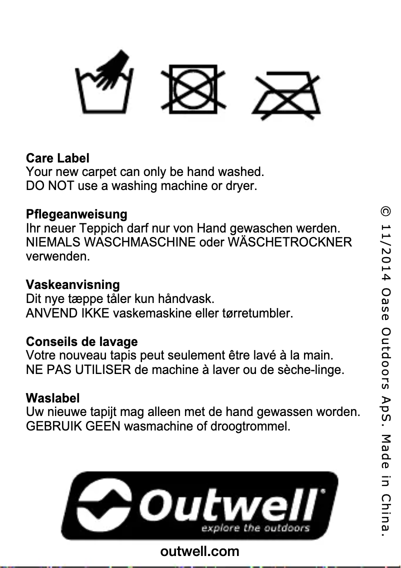 Page 1 de la notice Manuel utilisateur Outwell Tapijt Cozy Wyoming 6