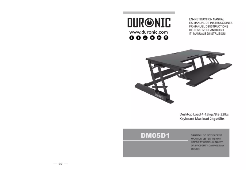 Page n°1 - Manuel utilisateur Duronic DM05D1