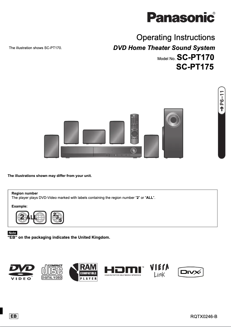 Page n°1 - Manuel utilisateur Panasonic SC-PT175EE-K