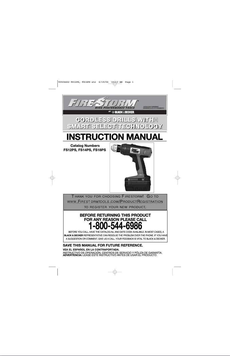 Page n°1 - Manuel utilisateur Black & Decker FS12PS