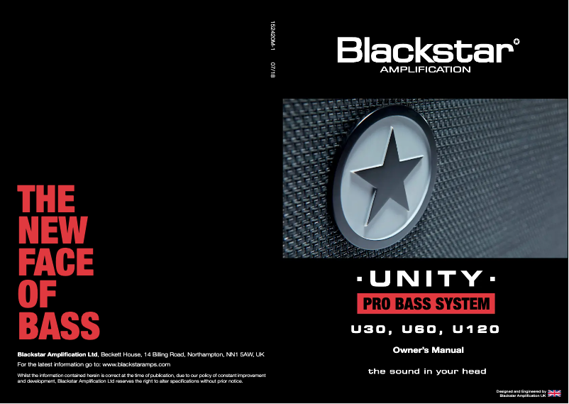 Page 1 de la notice Manuel utilisateur Blackstar Unity 30