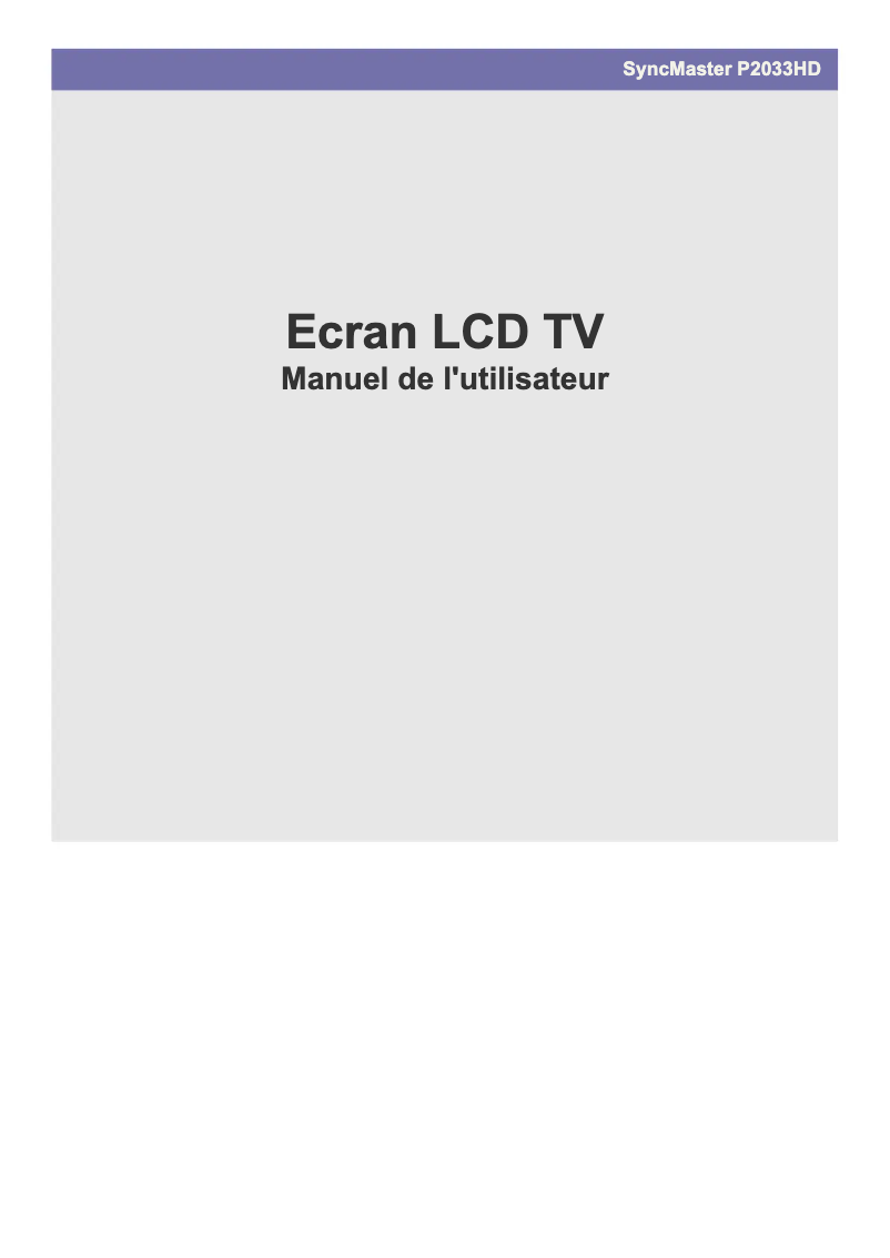 Page 1 de la notice Mode d'emploi Samsung SyncMaster 2033HD