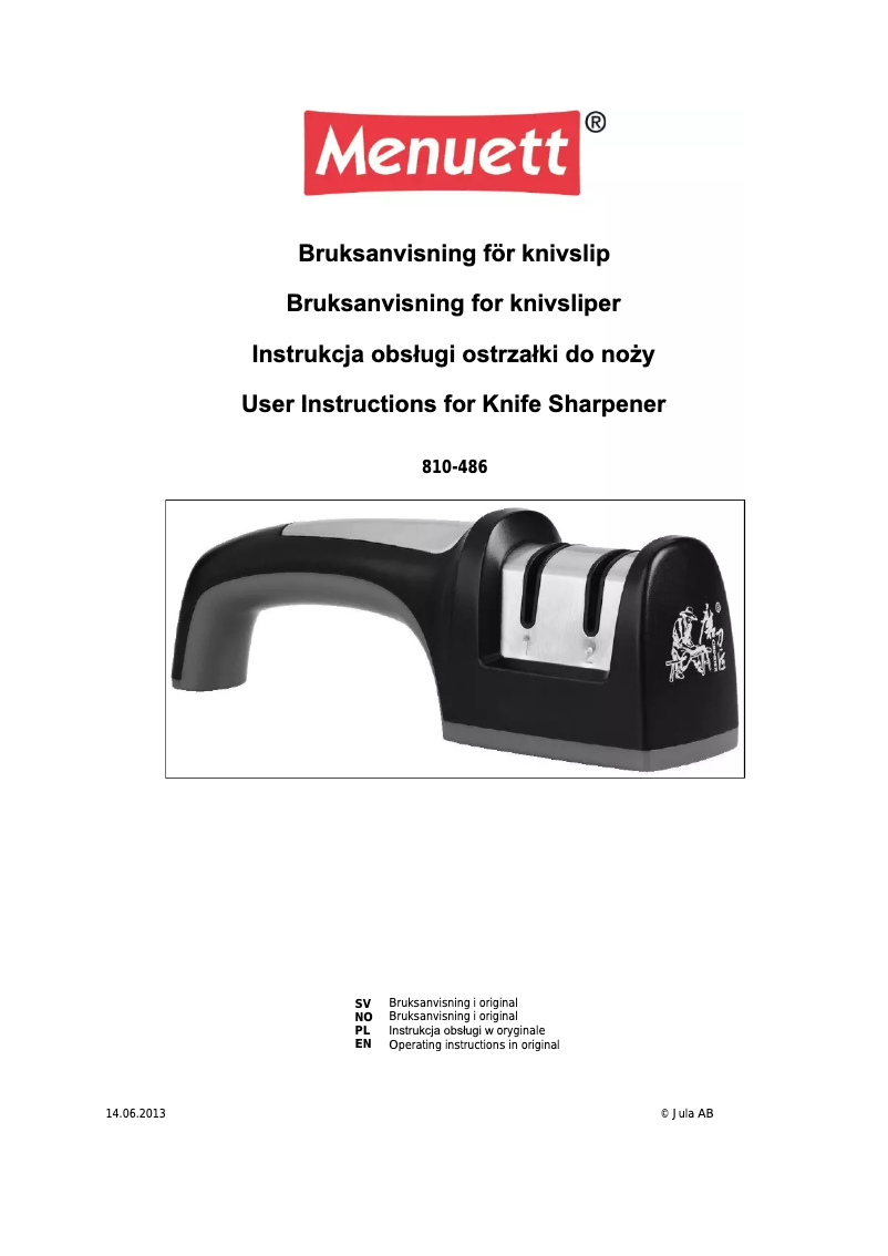 Página 1 del manual Manual de usuario Menuett 810-486