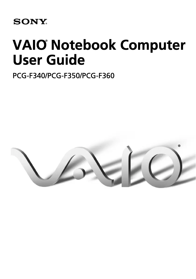 Image de la première page du manuel de l'appareil Vaio PCG-F350