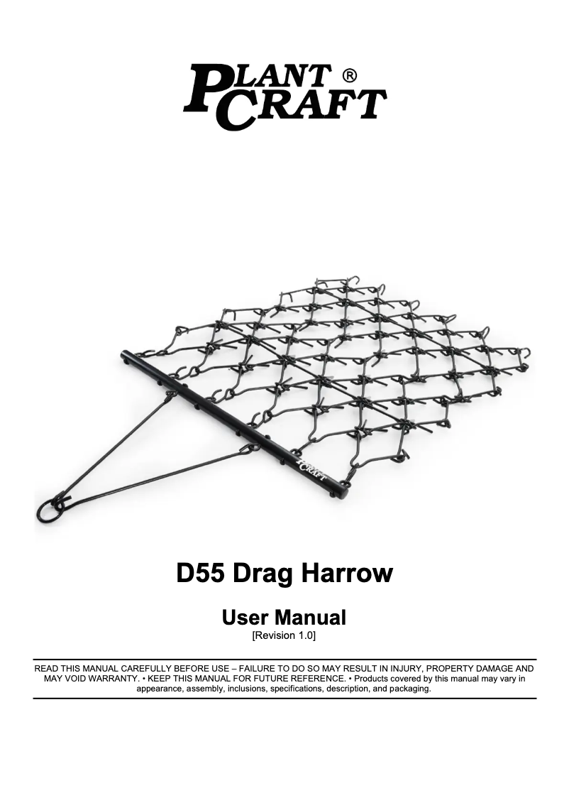 Page 1 de la notice Manuel utilisateur Plant Craft F55