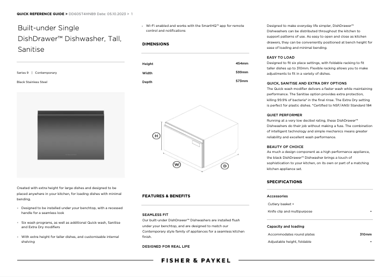 Page n°1 - Manuel utilisateur Fisher & Paykel DD60ST4HNB9