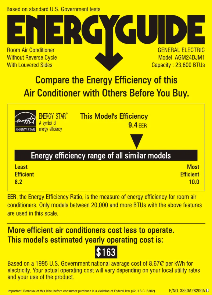 Page n°1 - Label énergétique GE AGM24DJ
