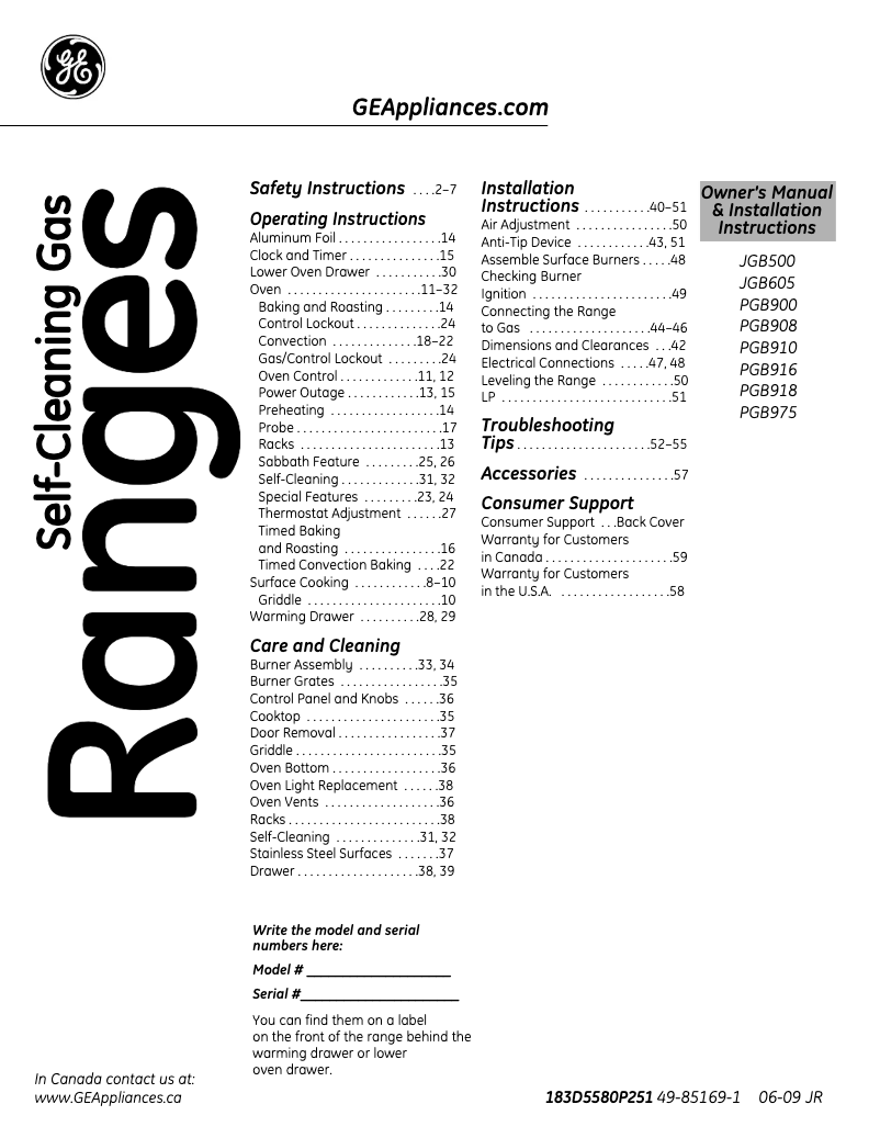 Page 1 de la notice Guide d'installation GE Profile PGB908DEMCC