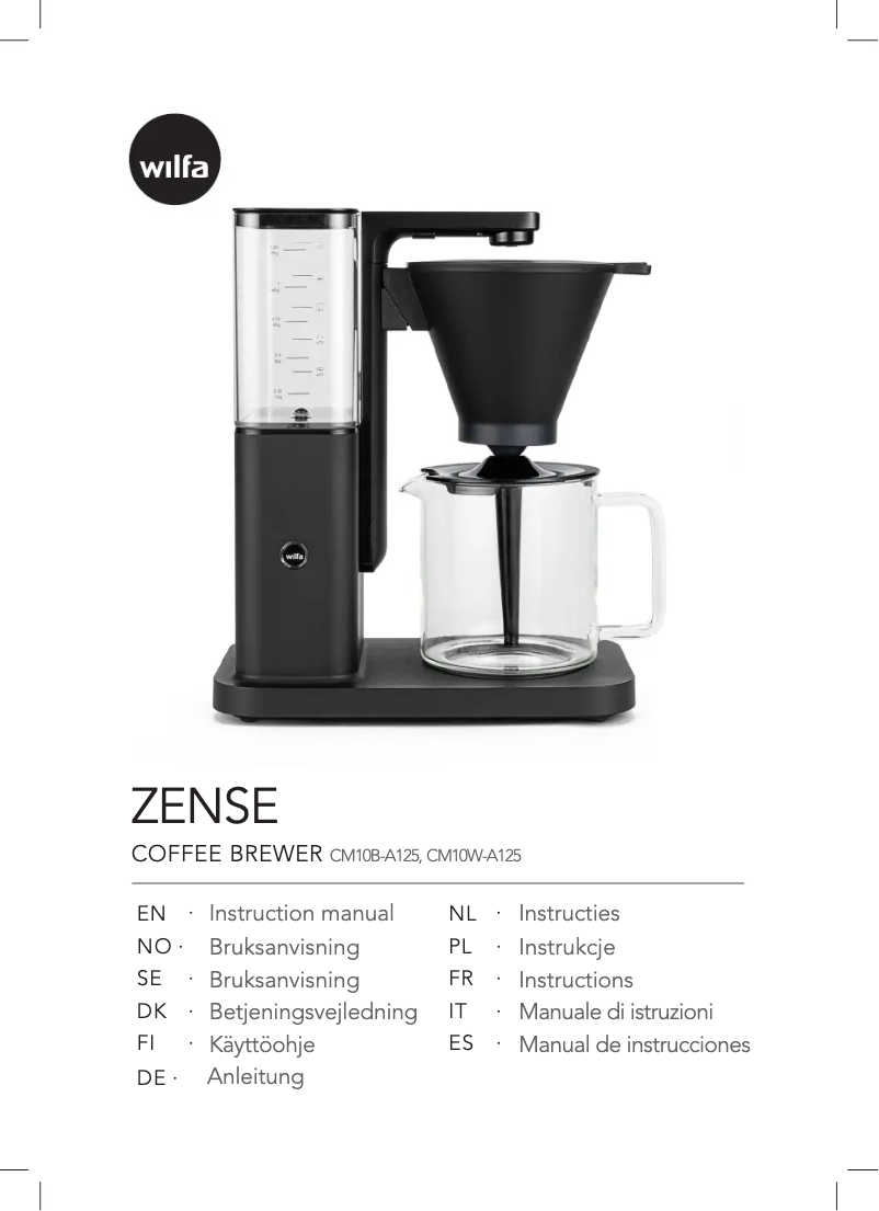 Page n°1 - Manuel utilisateur Wilfa Zense CM10W-A125
