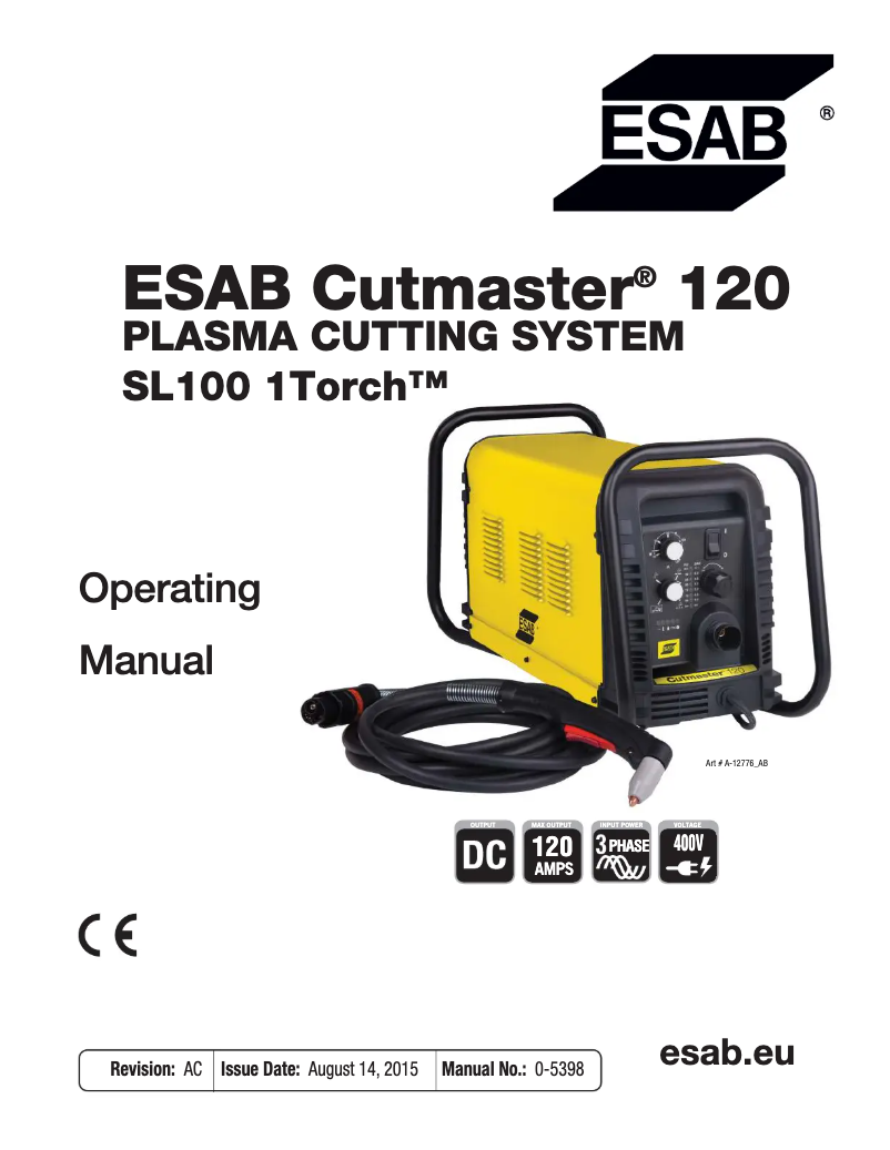 Page 1 de la notice Manuel utilisateur Esab Cutmaster 120
