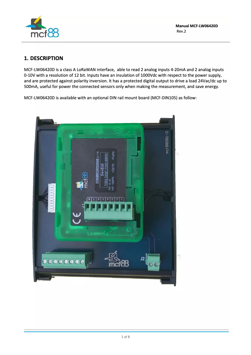 Page 1 de la notice Manuel utilisateur MCF88 MCF-LW06420D