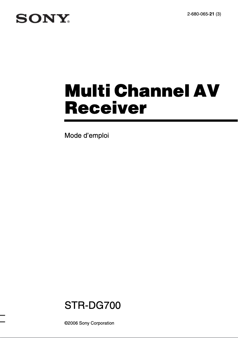 Image de la première page du manuel de l'appareil STR-DG700