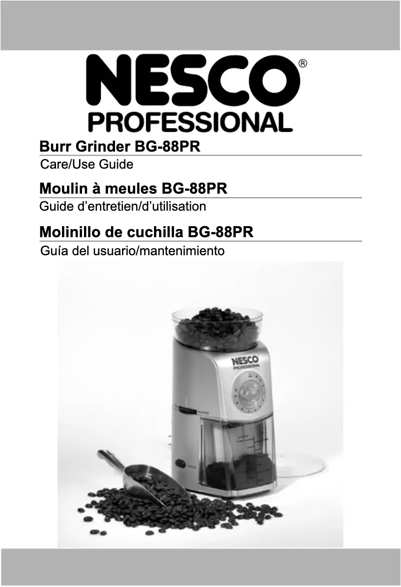 Page 1 de la notice Manuel utilisateur Nesco Burr Grinder BG-88PR