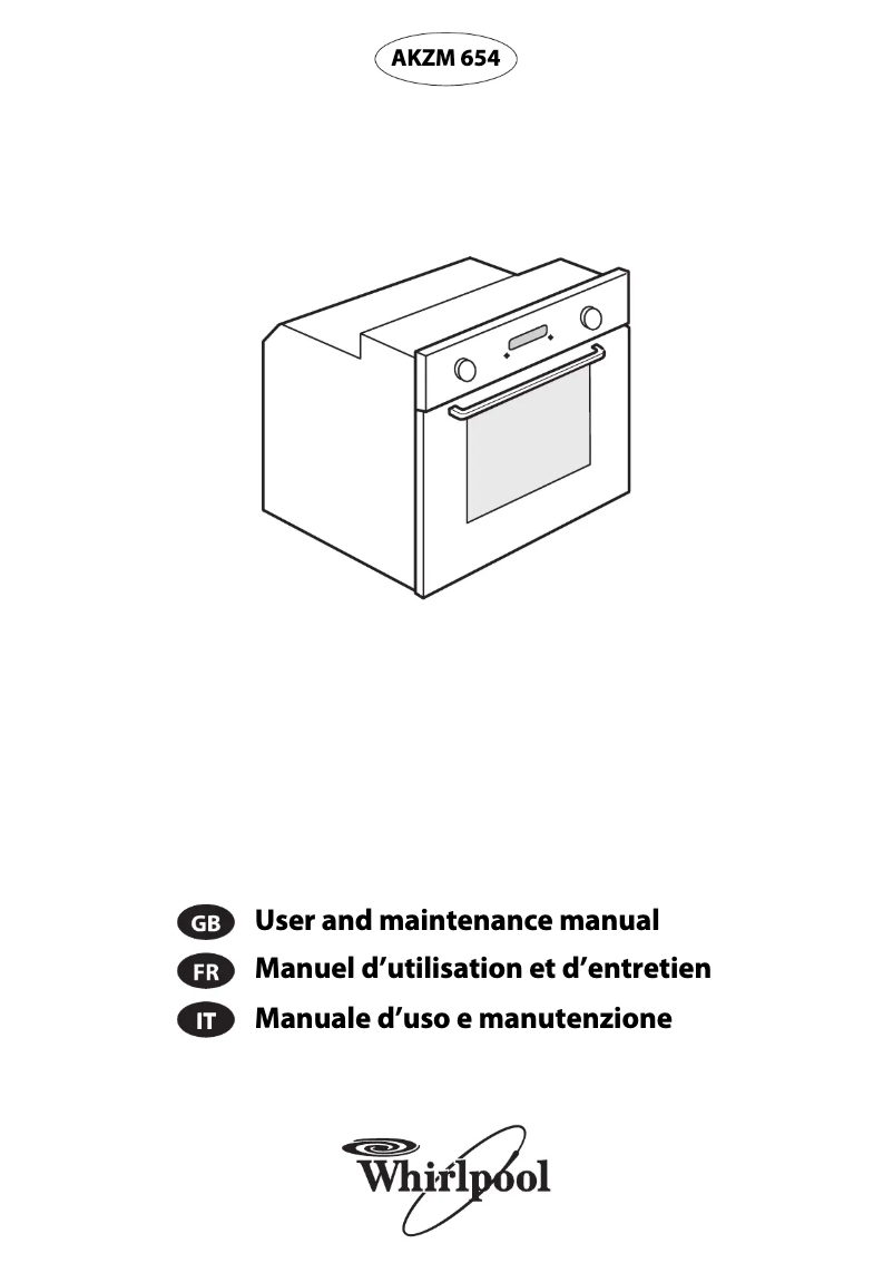 Page 1 de la notice Manuel utilisateur Whirlpool AKZM 654
