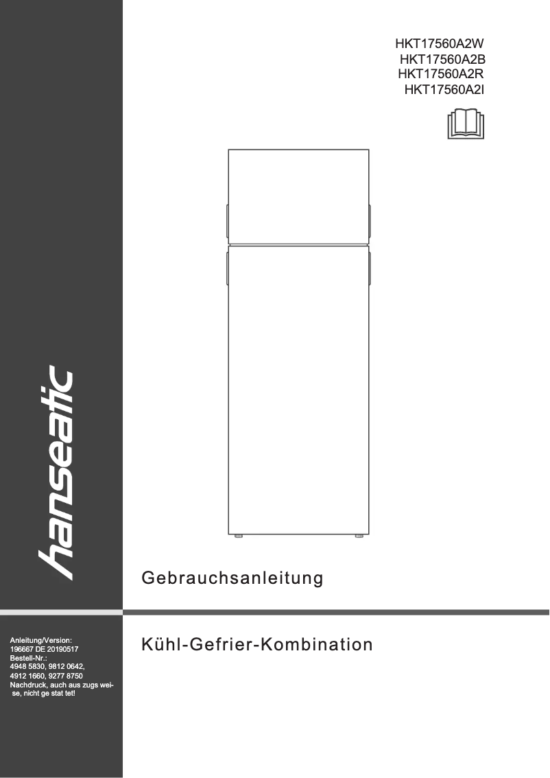Página 1 del manual Manual de usuario Hanseatic HKT17560A2B