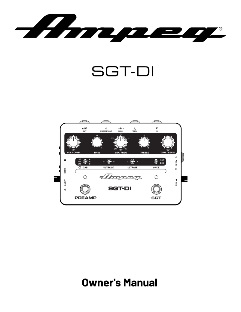 Página 1 del manual Manual de usuario Ampeg SGT-DI