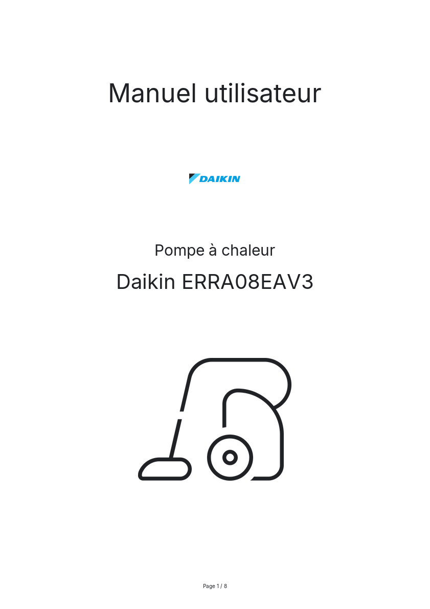 Page n°1 - Manuel utilisateur Daikin ERRA08EAV3