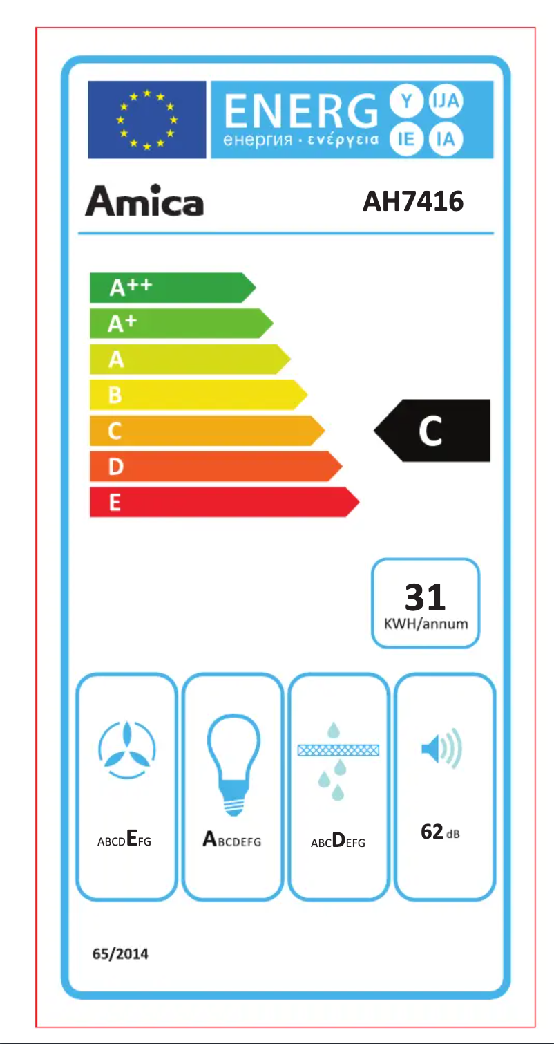 Page n°1 - Label énergétique Amica AH7416