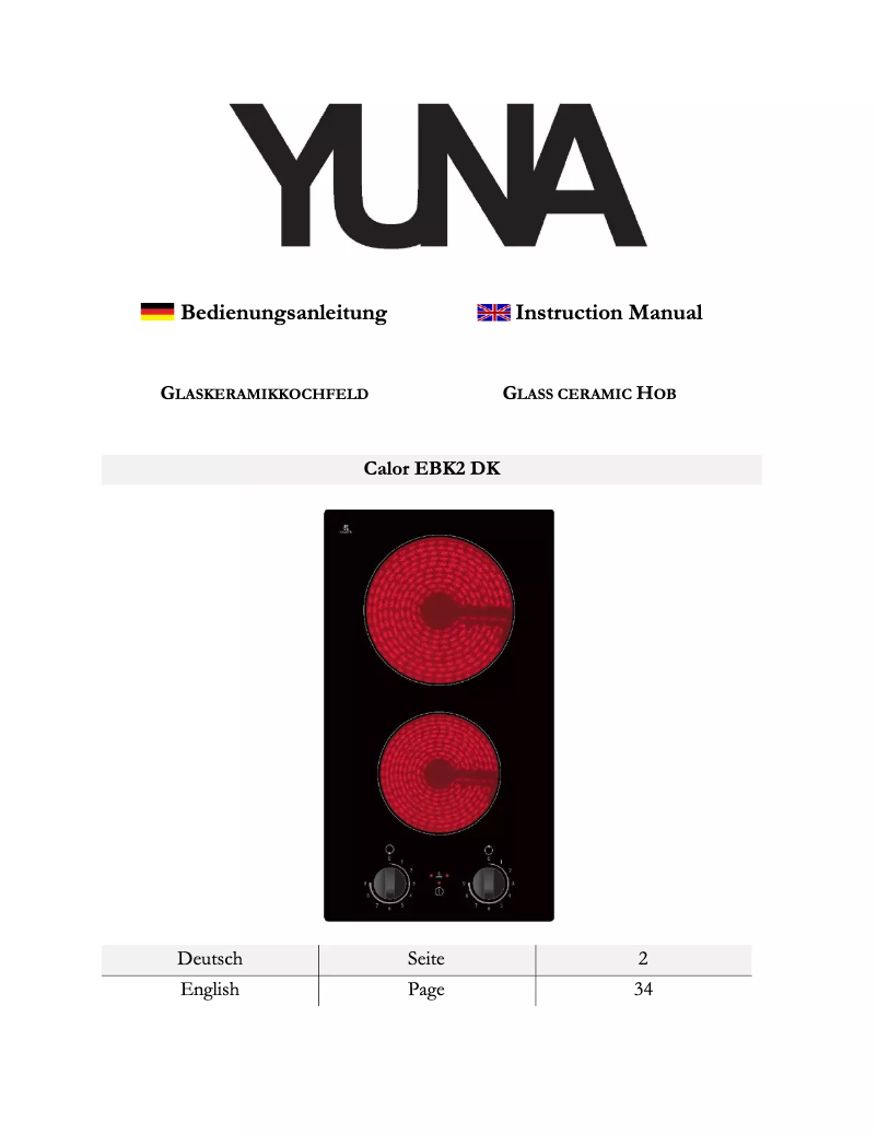 Page n°1 - Manuel utilisateur YUNA Calor EBK2