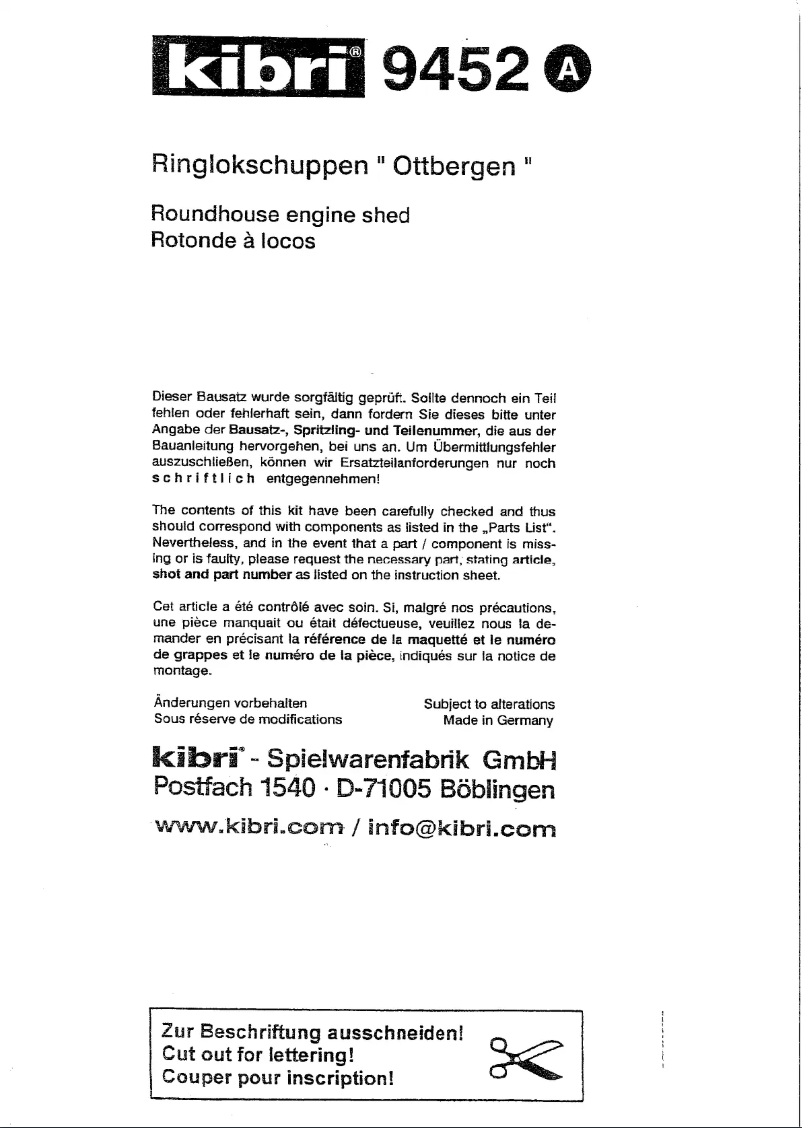 Image de la première page du manuel de l'appareil 9452