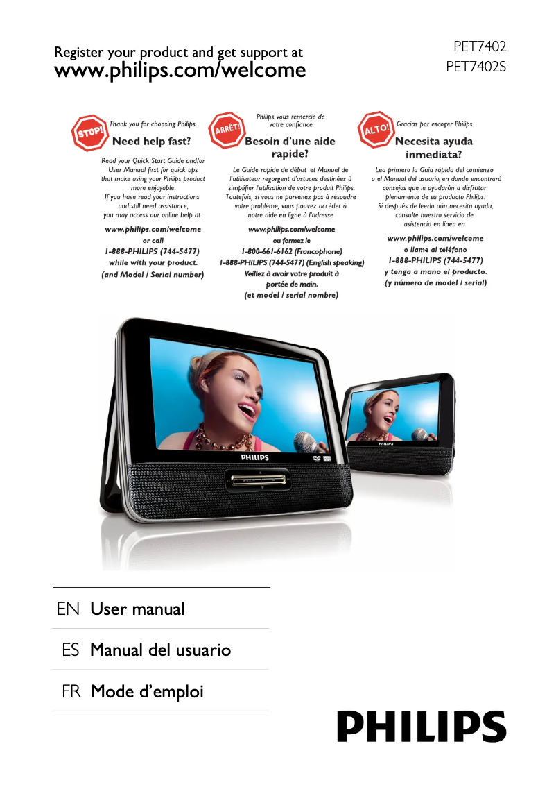 Page n°1 - Manuel utilisateur Philips PET7402S
