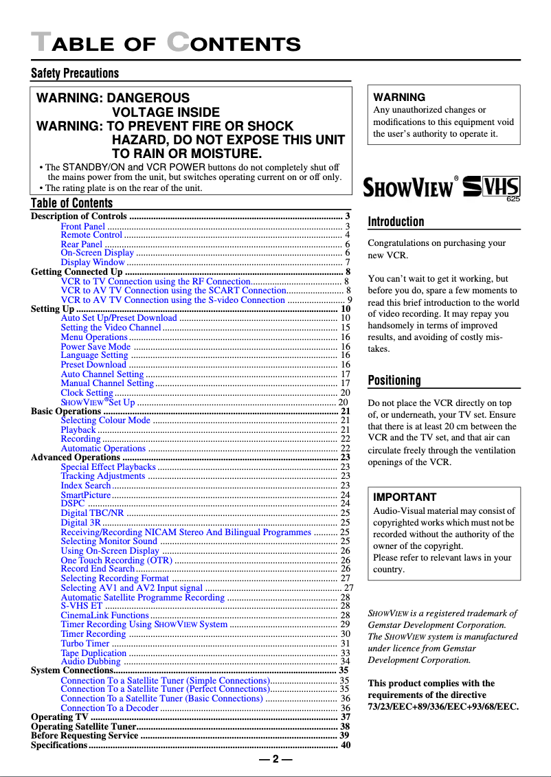 Page n°1 - Manuel utilisateur Philips VR110