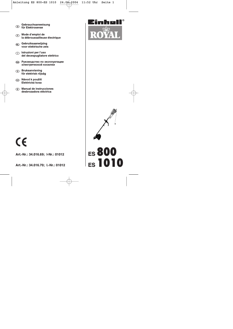 Page 1 de la notice Manuel utilisateur Einhell Royal ES 800