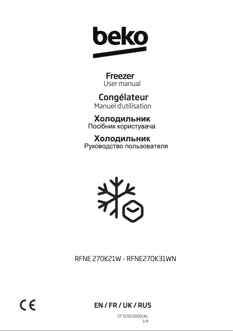 Image de la première page du manuel de l'appareil RFNE270K31WN