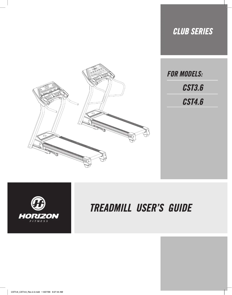 Página 1 del manual Manual de usuario Horizon Fitness Club CST3.6