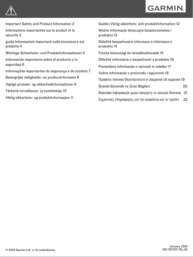 Page n°1 - Instructions de sécurité Garmin nüvi 2559 LMT