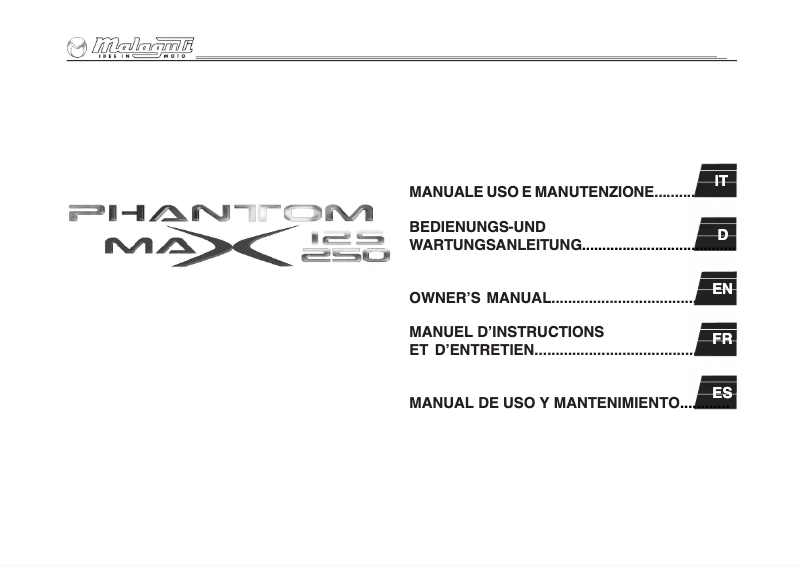 Image de la première page du manuel de l'appareil Phantom Max 125