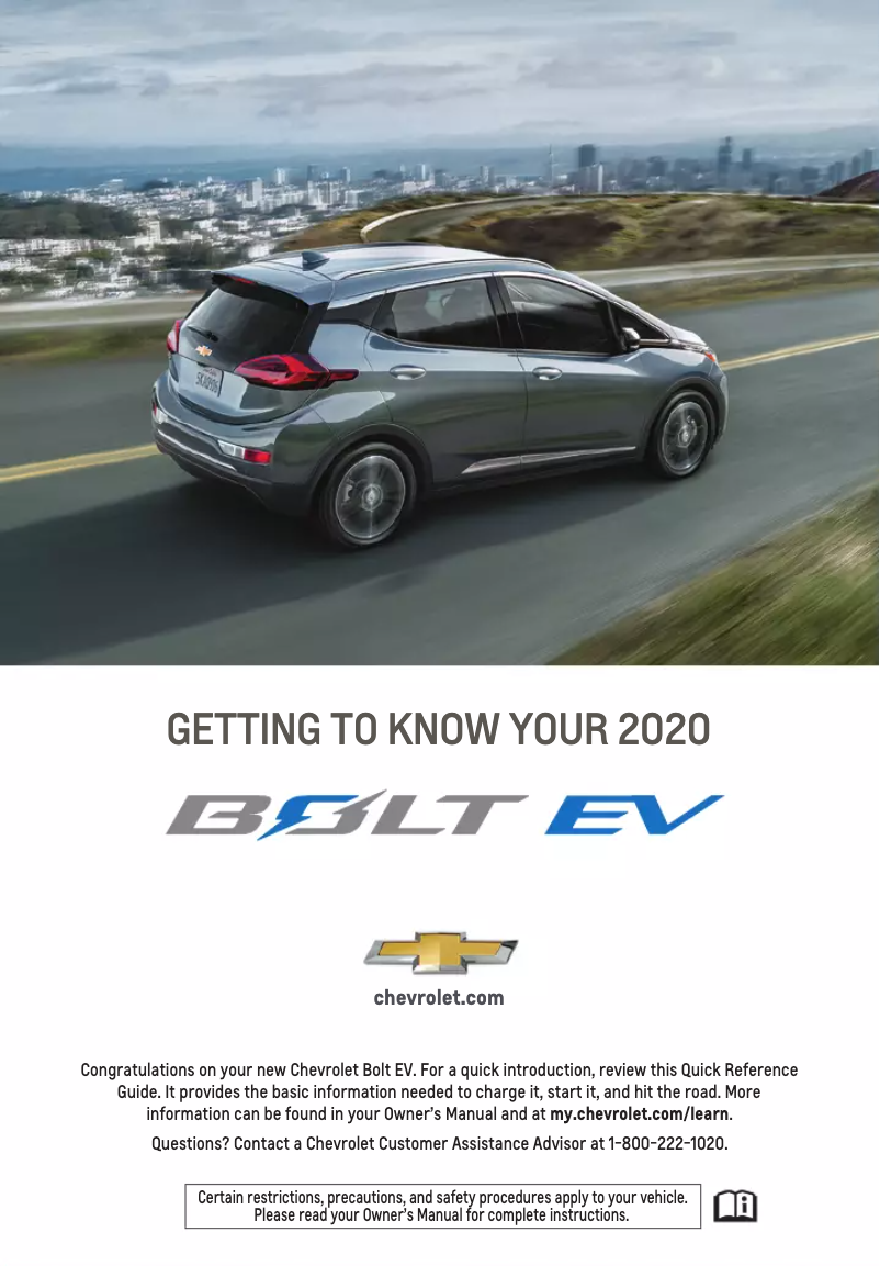 Imagen de la primera página del manual del dispositivo Bolt EV (2020)