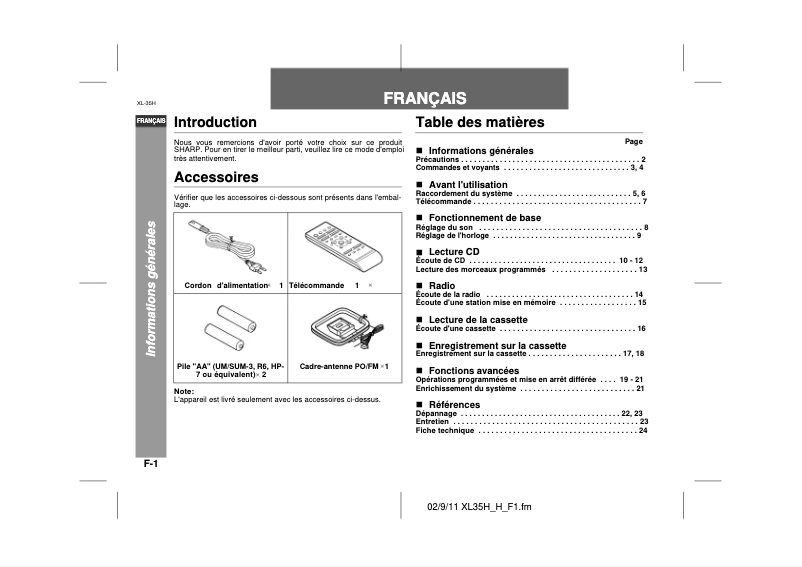 Image de la première page du manuel de l'appareil XL-35H