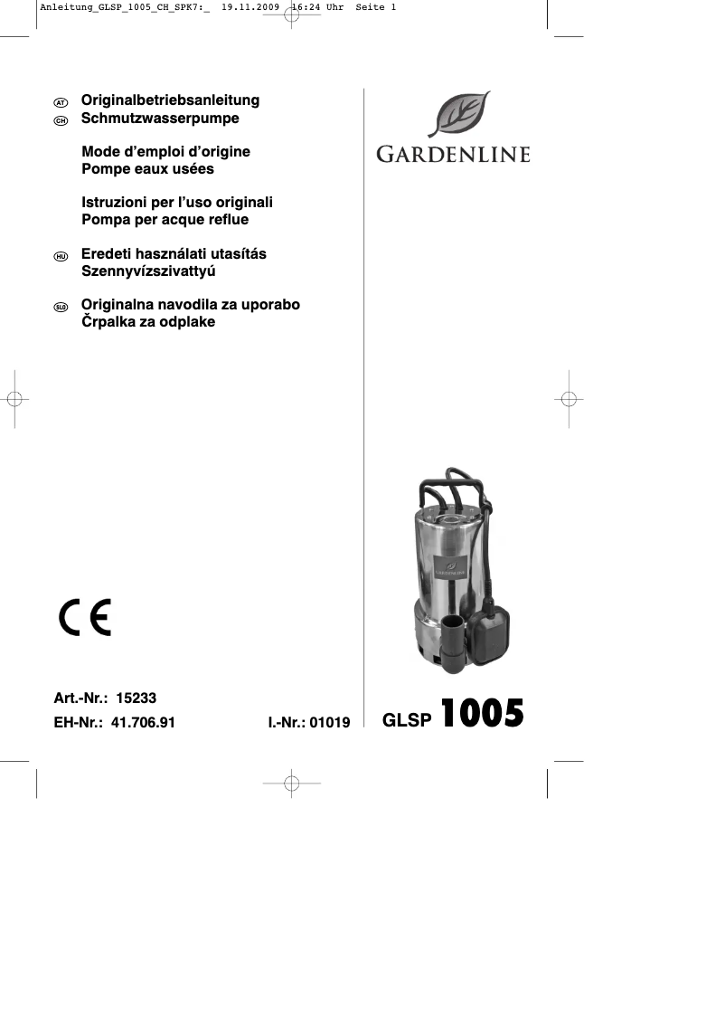Página 1 del manual Manual de usuario Gardenline GLSP 1005