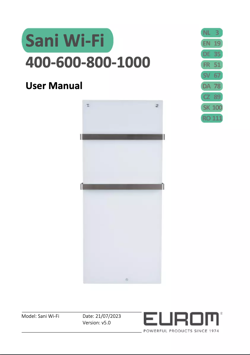 Image de la première page du manuel de l'appareil Sani 1000 Wifi