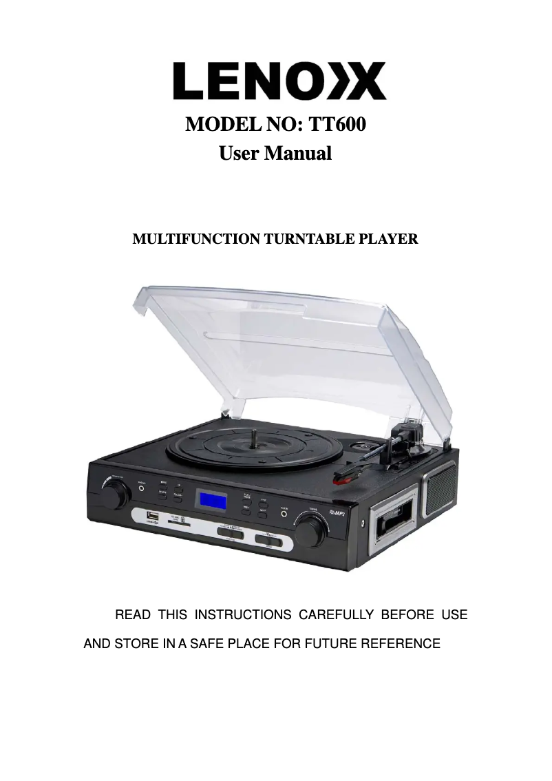 Page n°1 - Manuel utilisateur Lenoxx TT600