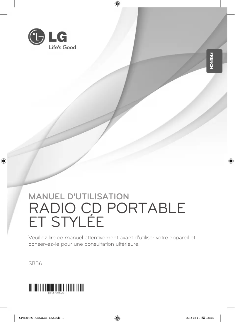 Page 1 de la notice Manuel utilisateur LG SB36