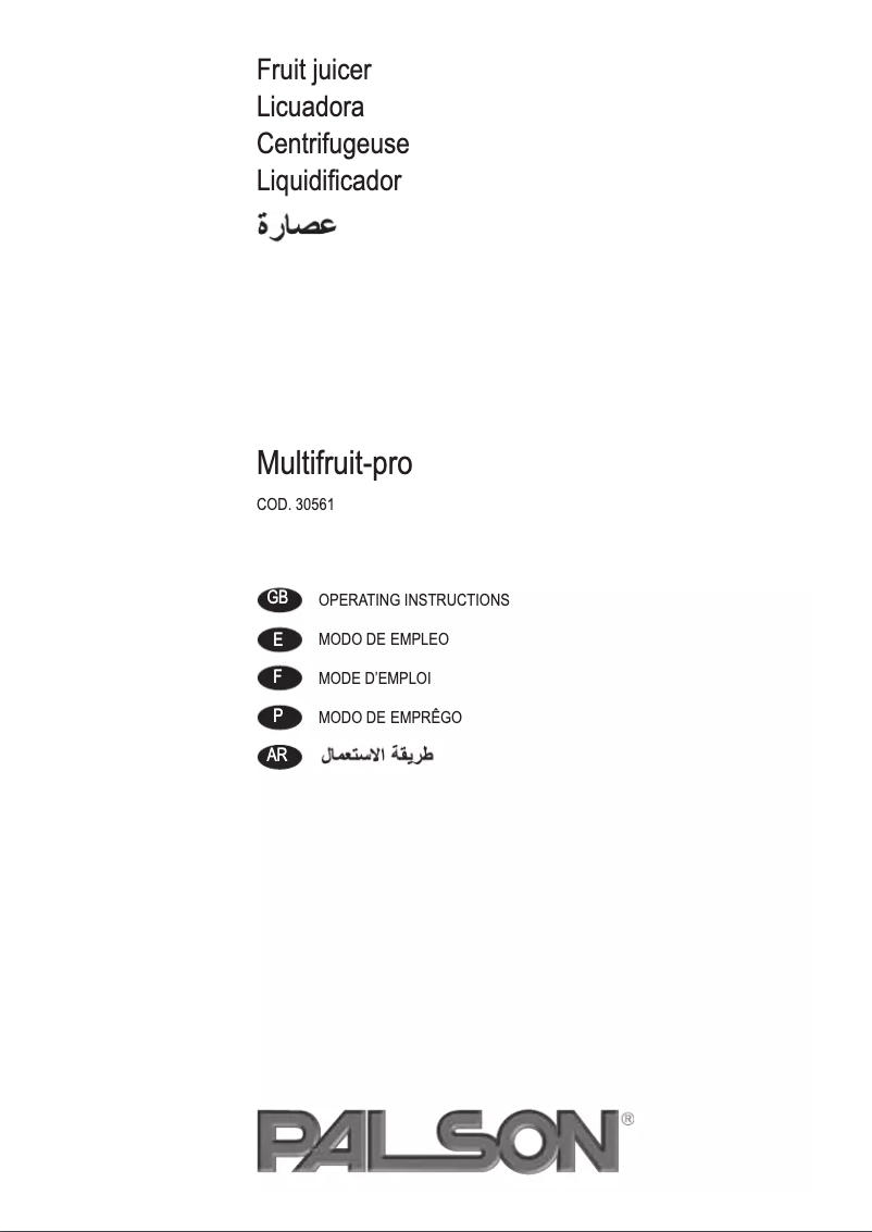 Page 1 de la notice Manuel utilisateur Palson Multifruit-pro