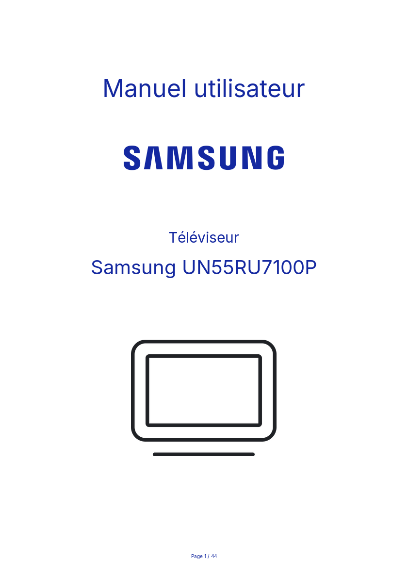Page n°1 - Manuel utilisateur Samsung UN55RU7100P