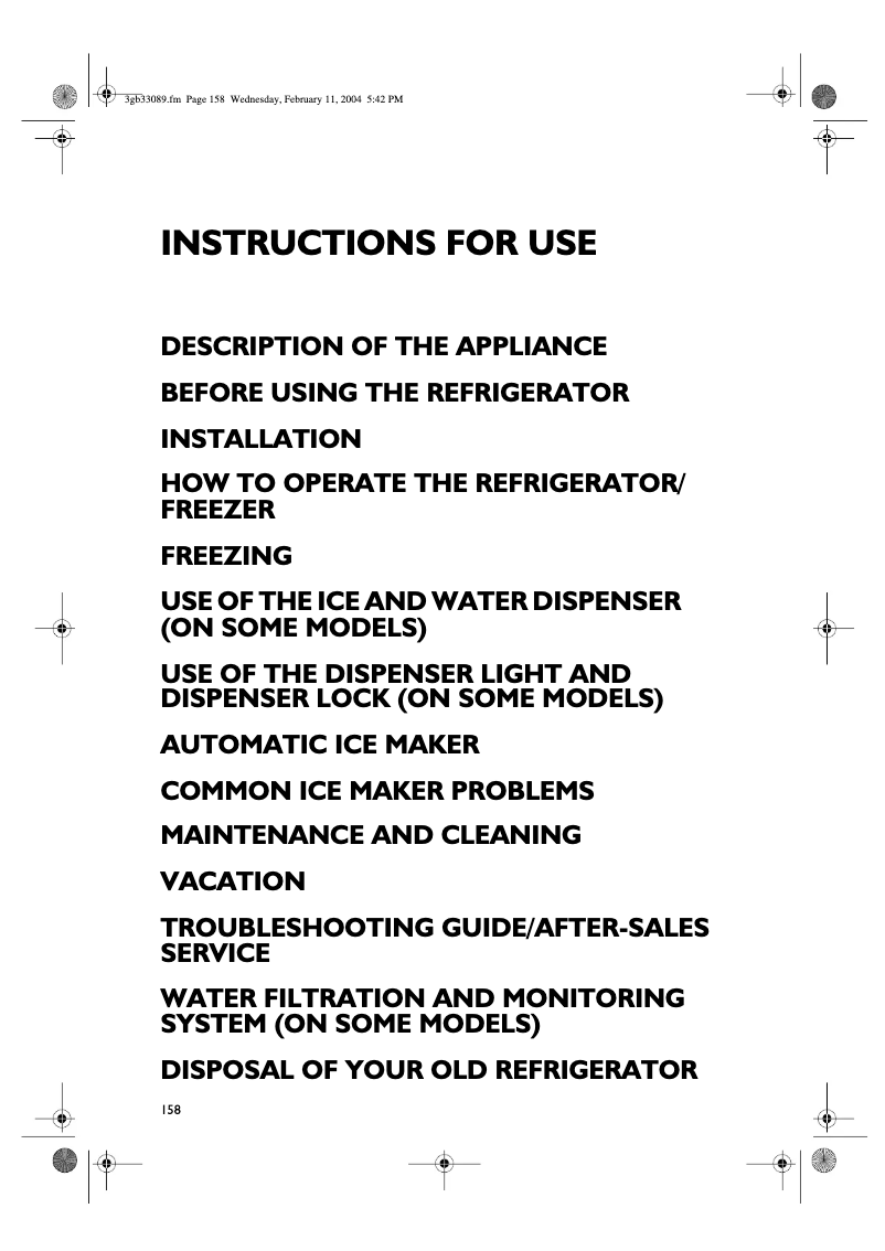 Image de la première page du manuel de l'appareil S20E RWW2V-A/G