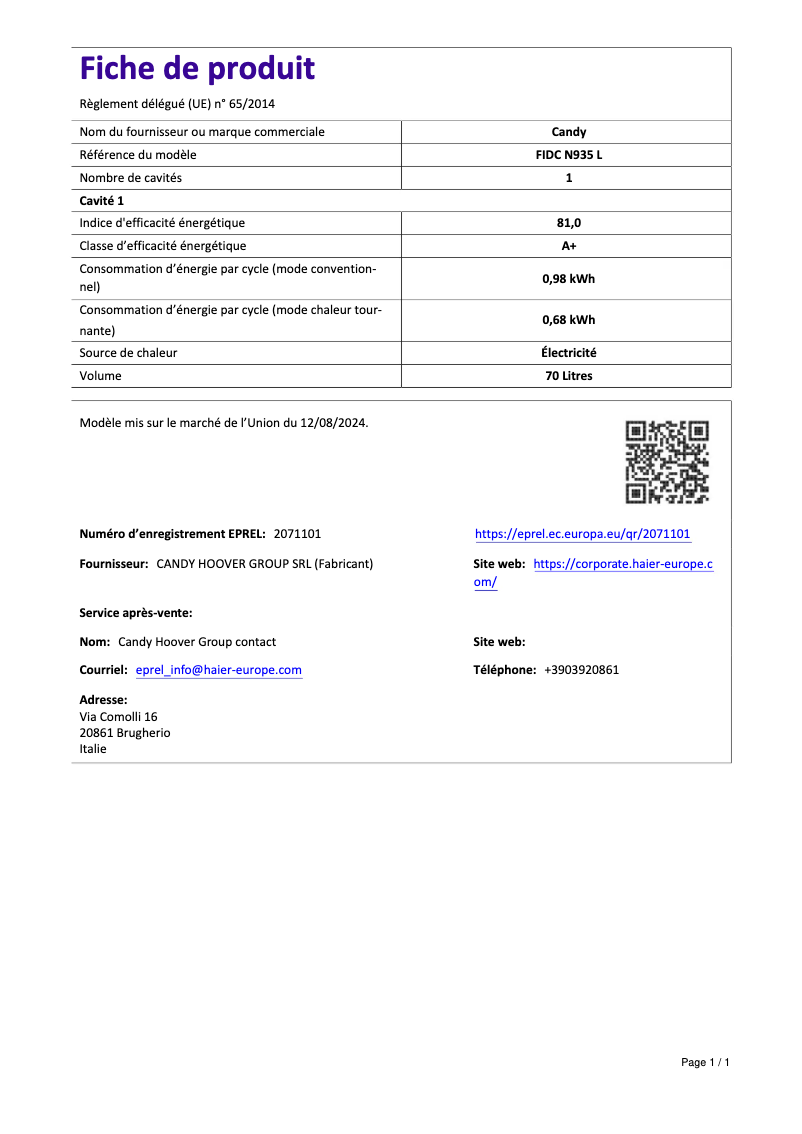 Image de la première page du manuel de l'appareil FIDC N935 L
