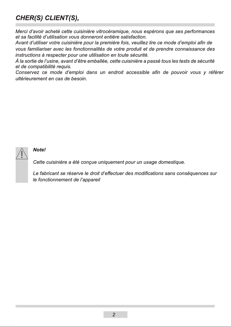 Page 1 de la notice Manuel utilisateur Thomson TCC52.4WH