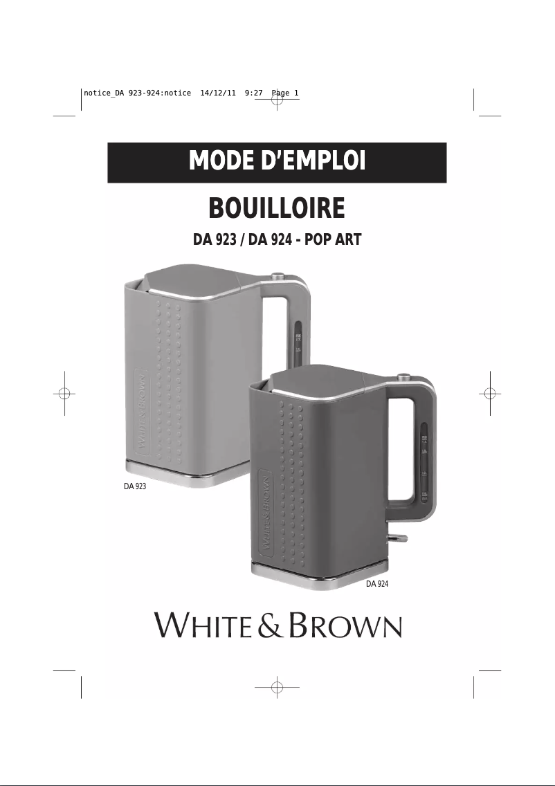 Page n°1 - Manuel utilisateur White And Brown DA 924