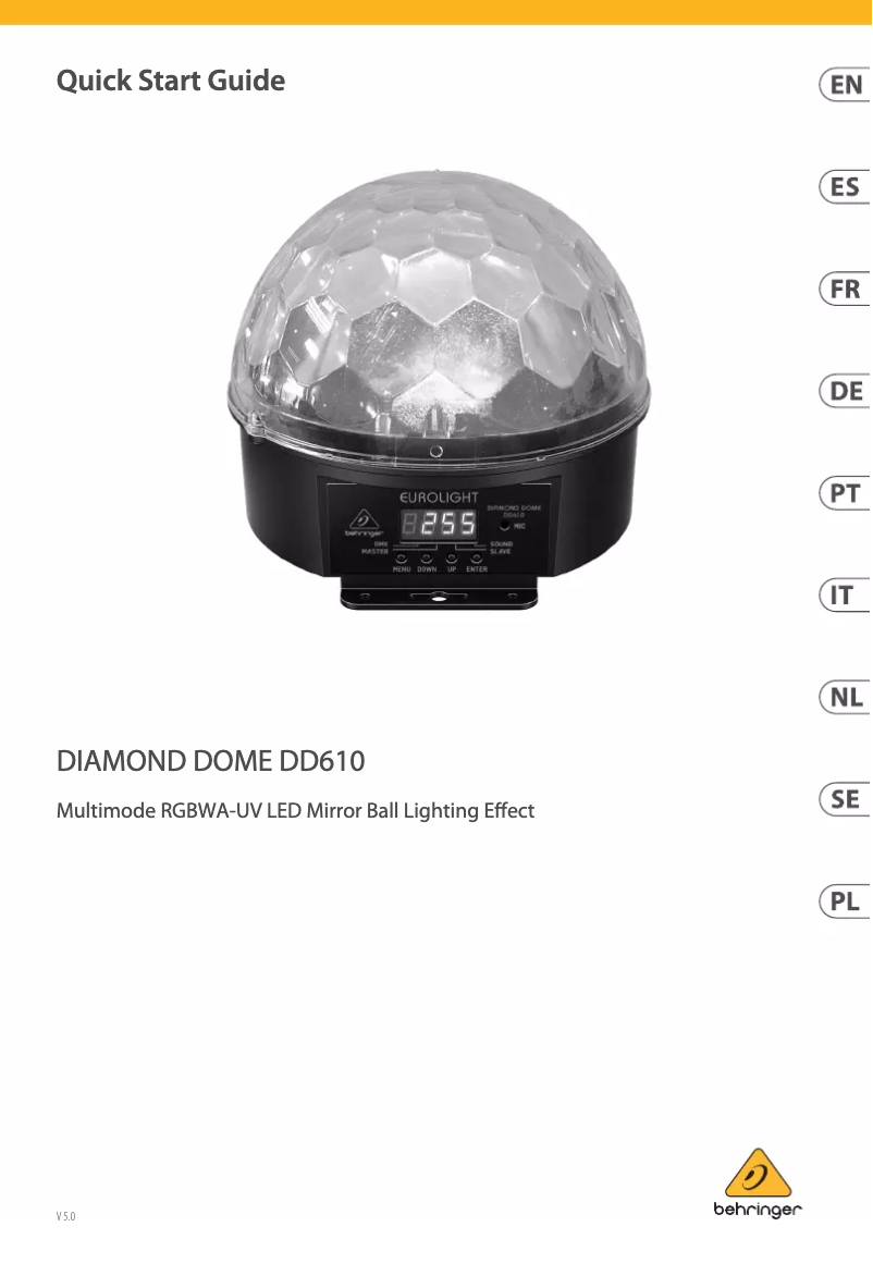 Image de la première page du manuel de l'appareil Eurolight Diamond Dome DD610