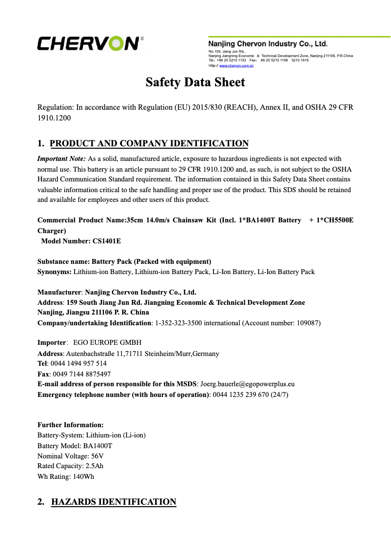 Image de la première page du manuel de l'appareil CS1401E