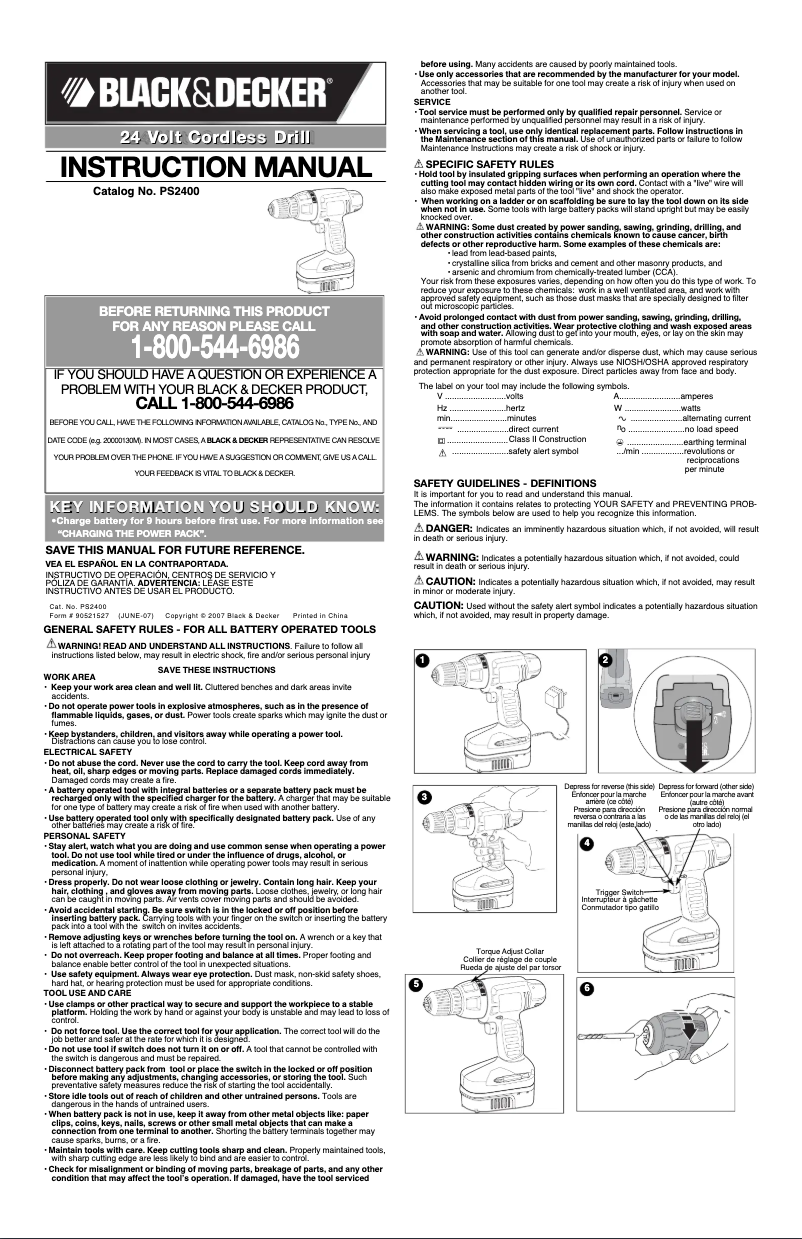 Page n°1 - Manuel utilisateur Black & Decker PS2400