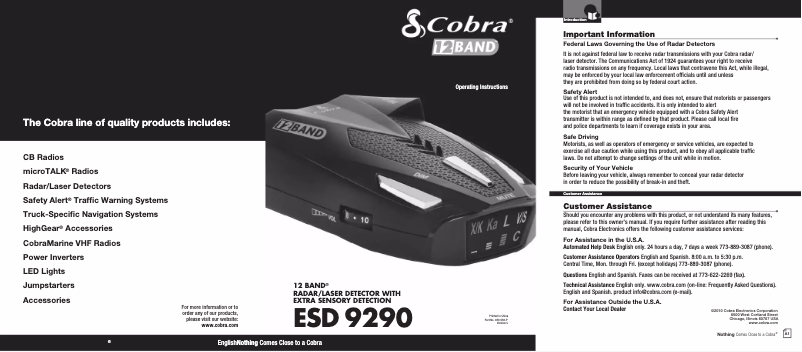 Página 1 del manual Manual de usuario Cobra ESD 9290