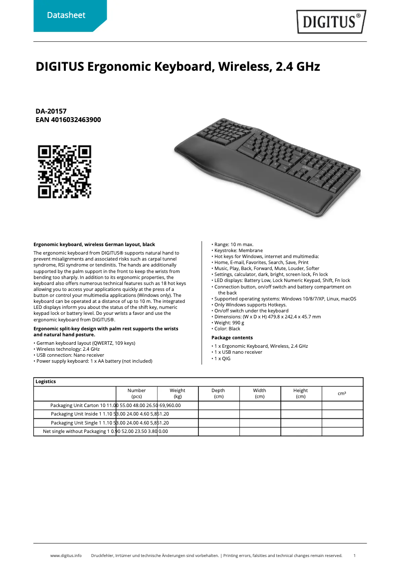 Page n°1 - Fiche technique Digitus DA-20157