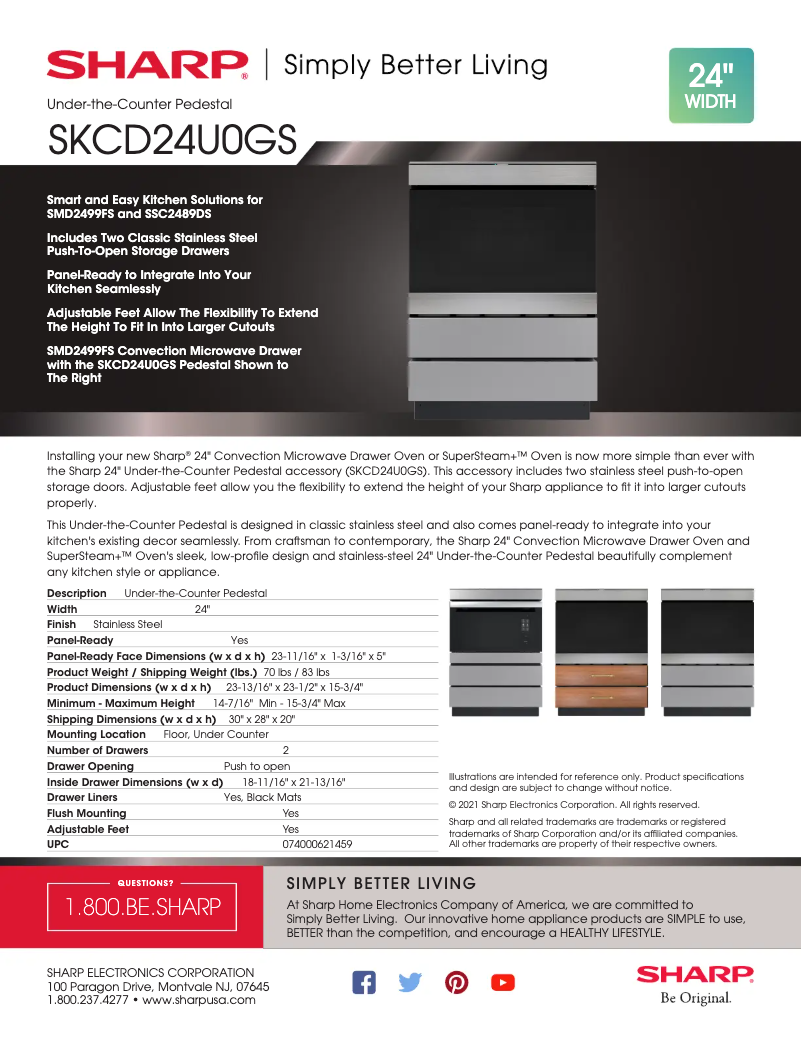 Page 1 de la notice Fiche technique Sharp SKCD24U0GS