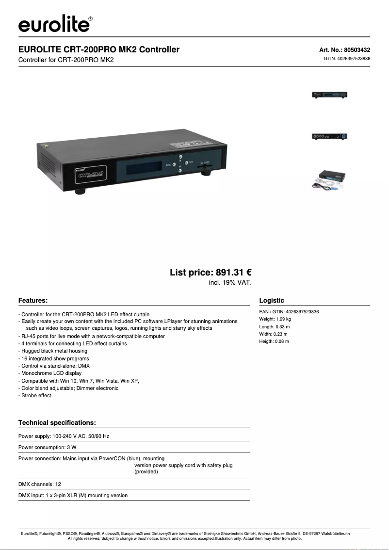 Image de la première page du manuel de l'appareil CRT-200PRO MK2